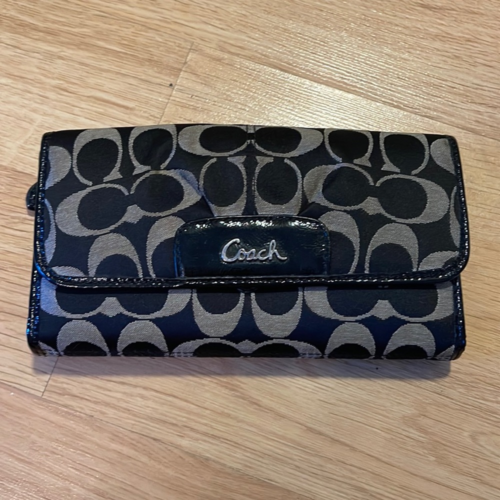 Coach wallet and matching check book black
